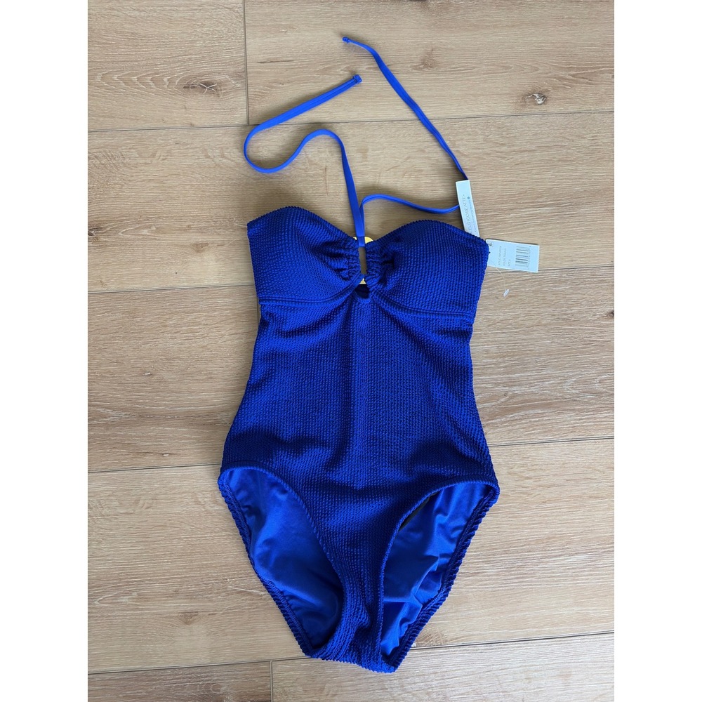 Bleu Rod Beattie Womens Textured Smocked One Piece Swimsuit Blue Tequila size 6